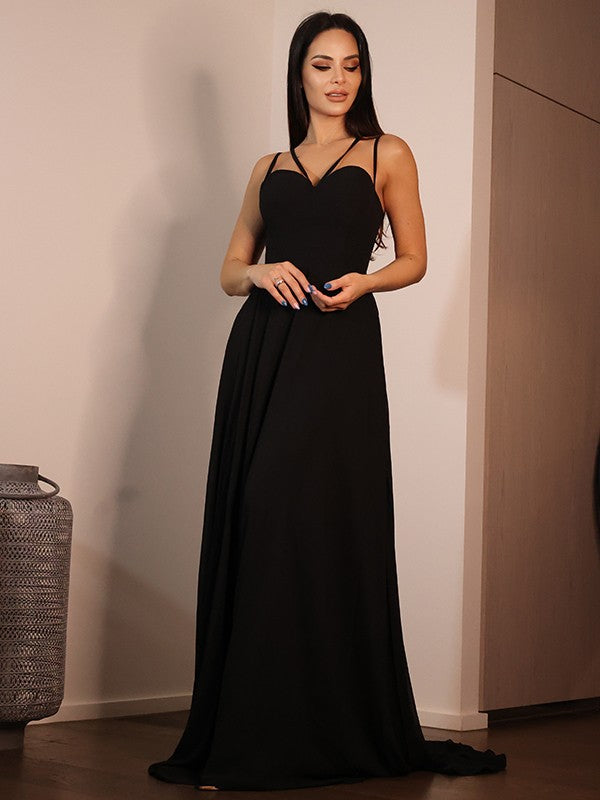 A-Line Sweetheart Chiffon Sleeveless Ruffled Dress - Chloe Dress