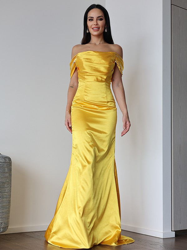 Sheath Satin Sleeveless Train Dress - Chloe Dress