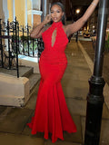 Mermaid Halter Sleeveless Train Dress - Chloe Dress