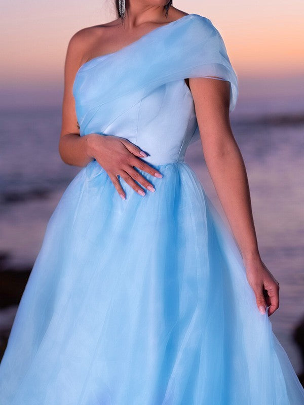 A-Line One-Shoulder Organza Sleeveless Ruffled Dress - Chloe Dress