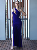 Sheath One-Shoulder Velvet Sleeveless Floor-Length Dress - Chloe Dress