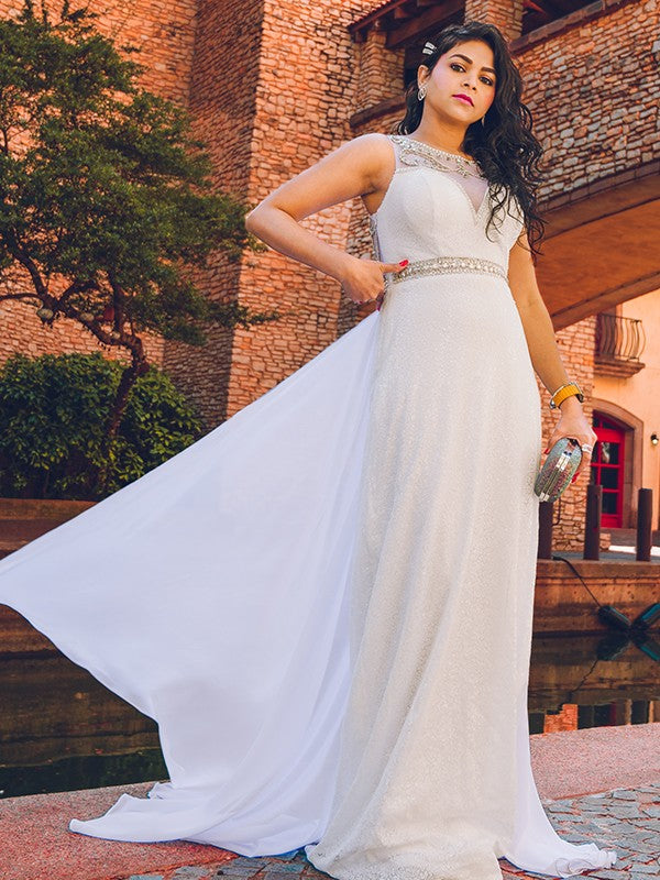 A-Line Chiffon Sleeveless Train Dress - Chloe Dress