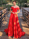 A-Line Satin Sleeveless Train Dress - Chloe Dress
