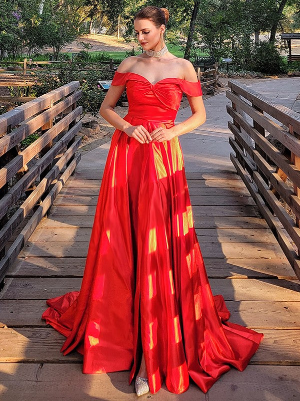 A-Line Satin Sleeveless Train Dress - Chloe Dress