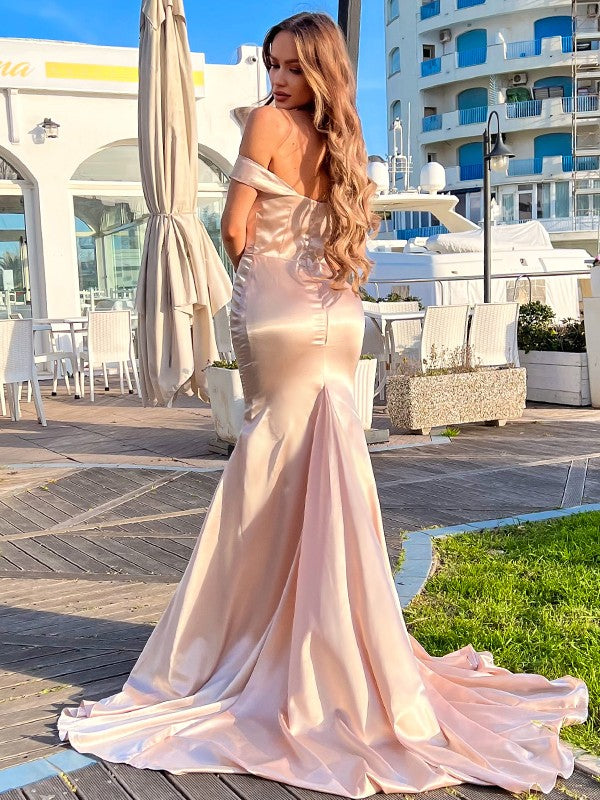 Sheath Satin Sleeveless Train Dress - Chloe Dress