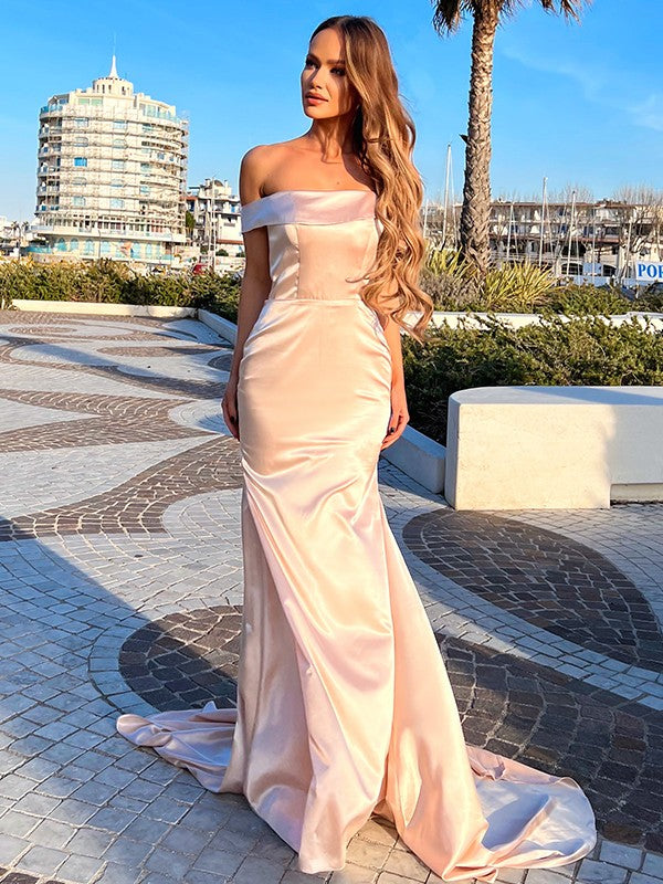 Sheath Satin Sleeveless Train Dress - Chloe Dress