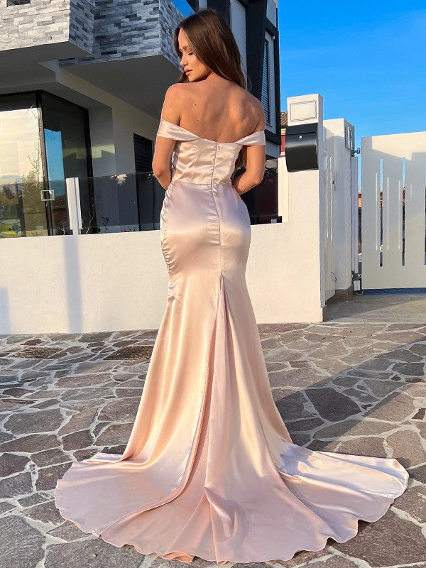 Sheath Satin Sleeveless Train Dress - Chloe Dress