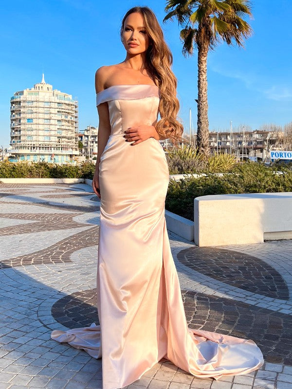 Sheath Satin Sleeveless Train Dress - Chloe Dress