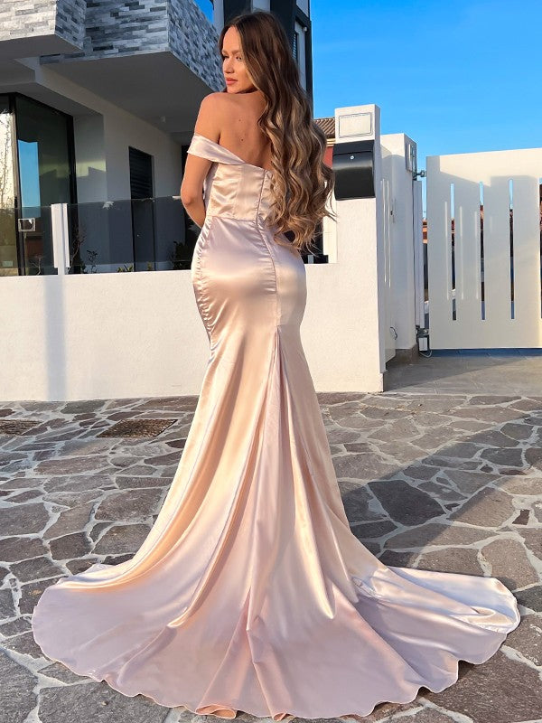 Sheath Satin Sleeveless Train Dress - Chloe Dress