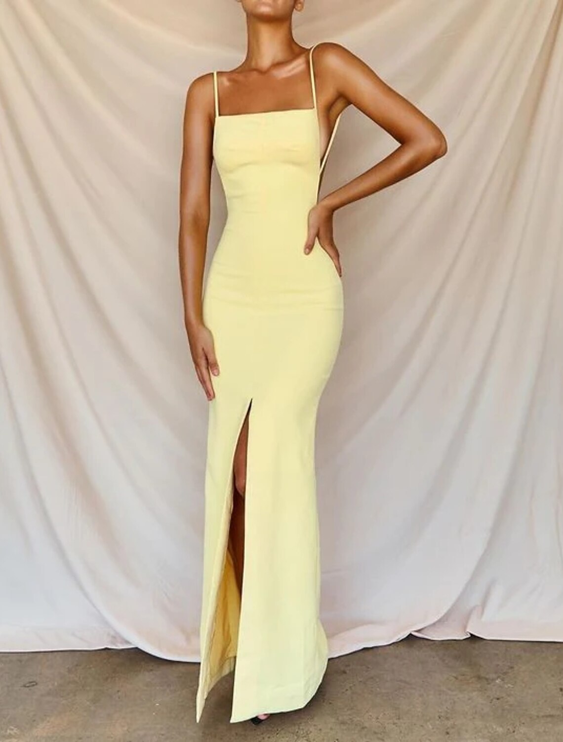 Mermaid Strapless Satin Sleeveless Open Back High Slit Floor-Length Prom Dress - Chloe Dress
