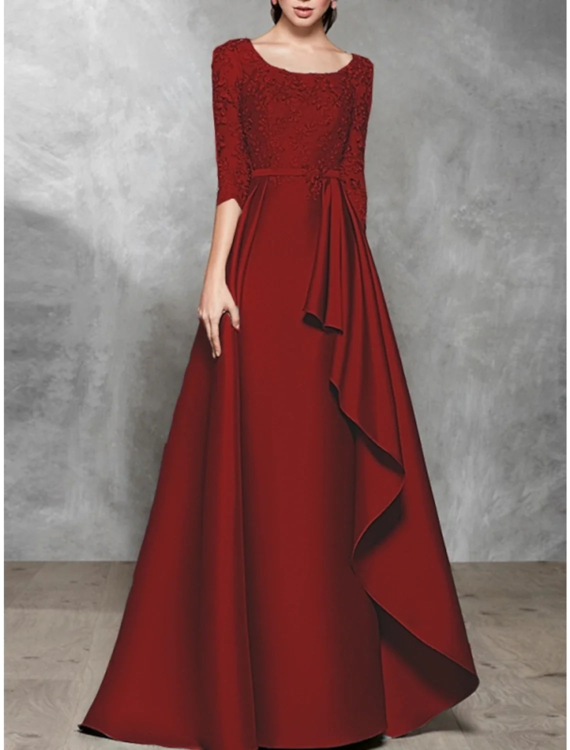 Black A-Line Satin Pleated Floor-Length Evening Gown - Chloe Dress
