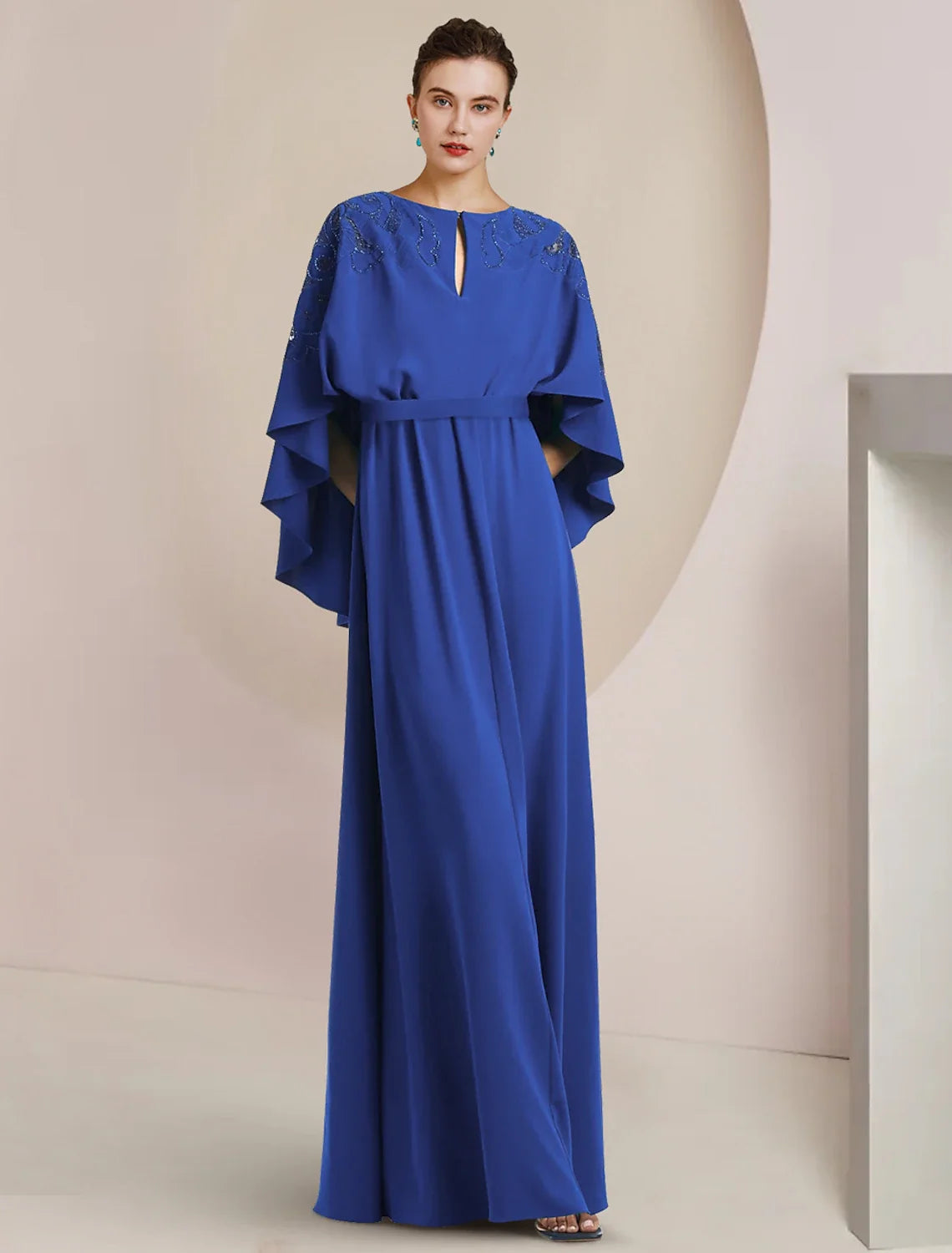 A-Line V-Neck Chiffon Sleeveless Floor-Length Wedding Dress - Chloe Dress