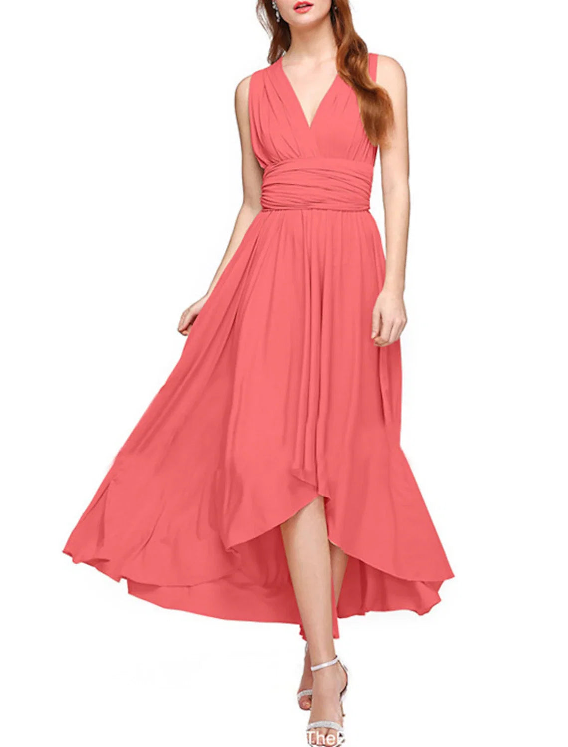 A-Line V-Neck Sleeveless Pleated Wedding Dress - Chloe Dress