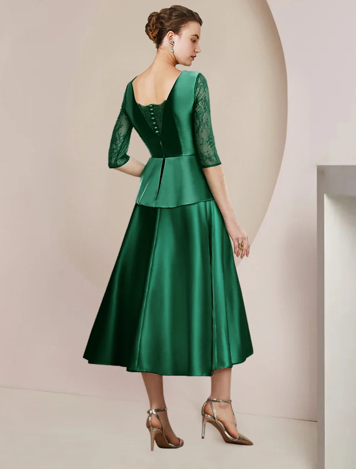 A-Line Satin Tea-Length Wedding Dress - Chloe Dress