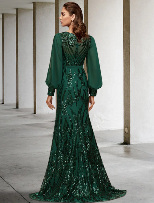 Mermaid Chiffon Long Sleeve Train Wedding Dress - Chloe Dress