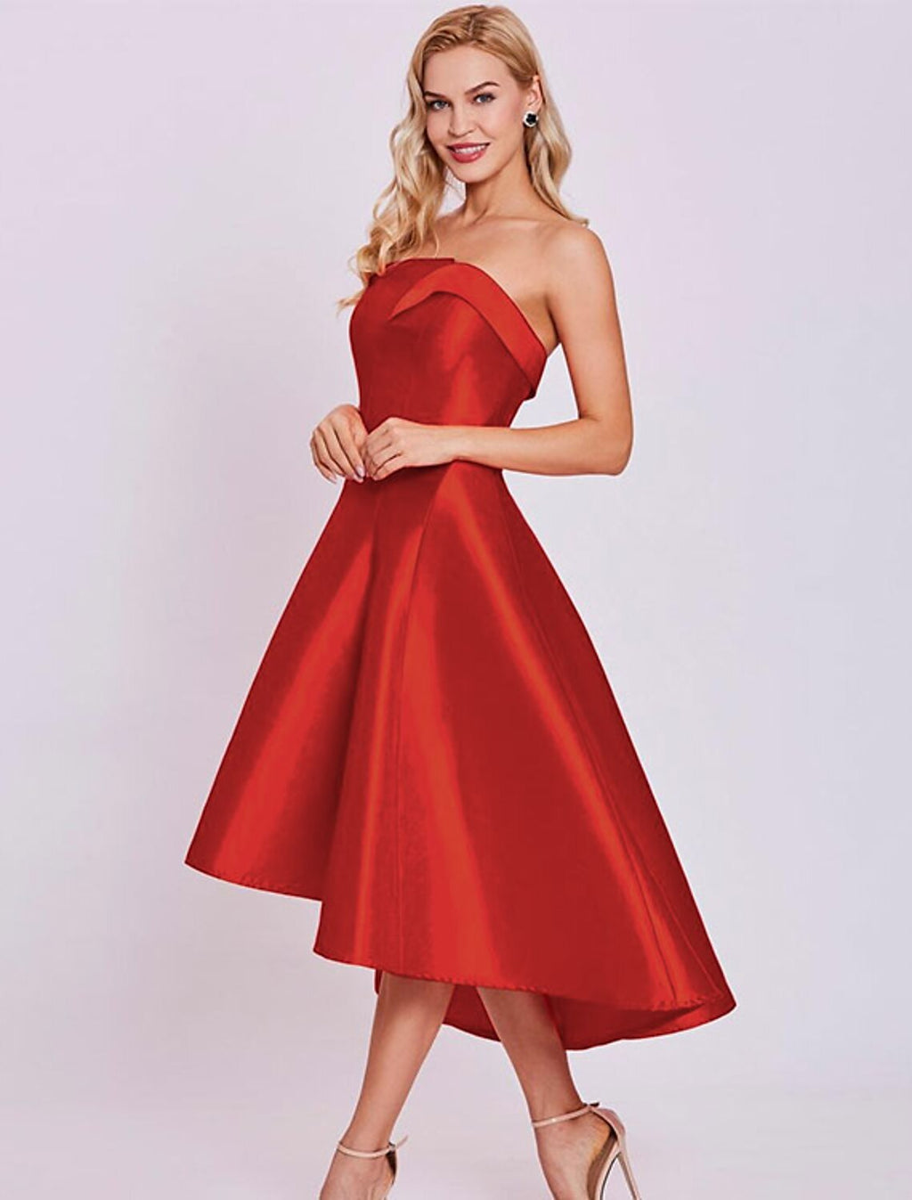 A-Line Strapless Satin Sleeveless Mini Wedding Dress - Chloe Dress