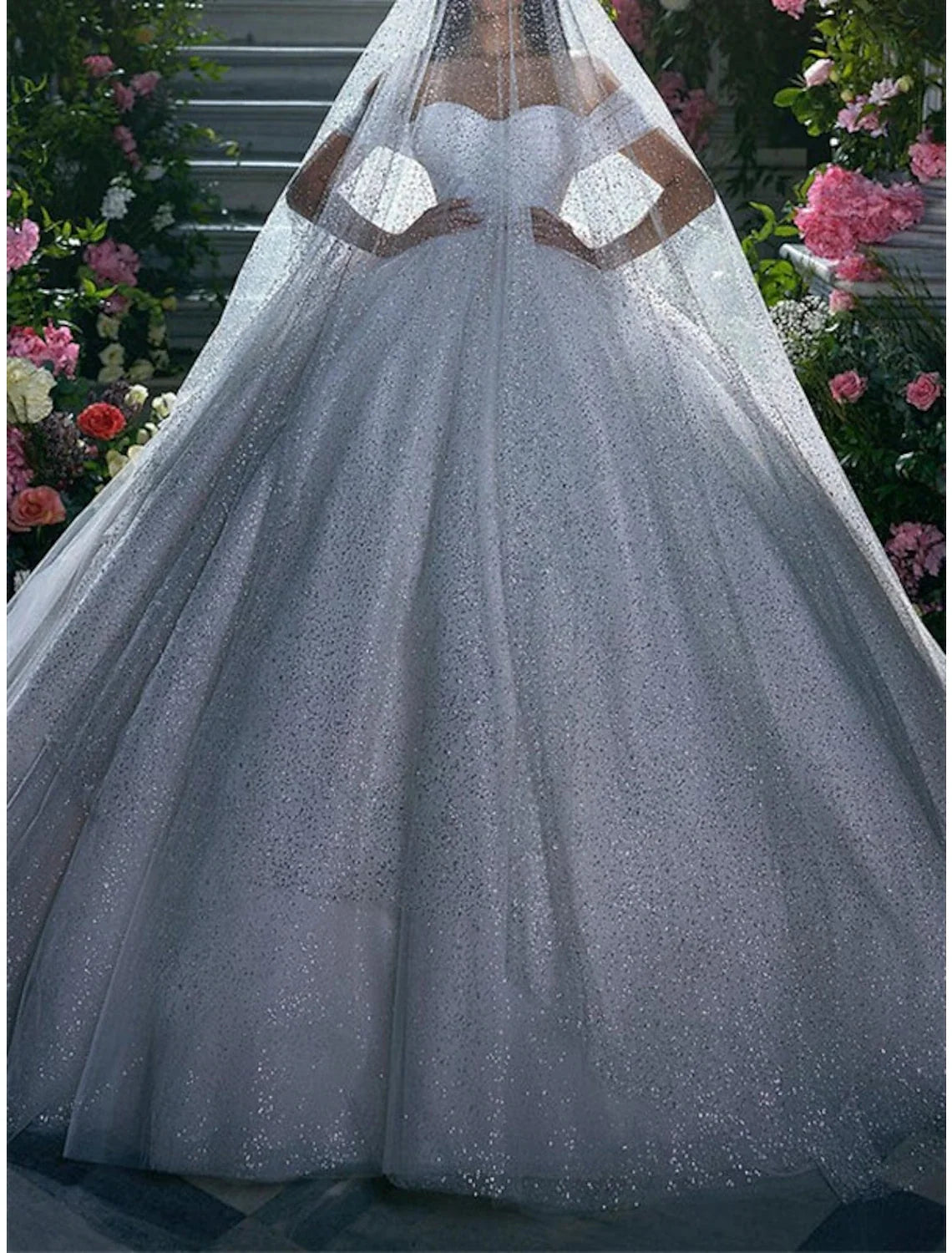 Ball Gown Off-Shoulder Sequin Cap Sleeve Train Wedding Gown - Chloe Dress
