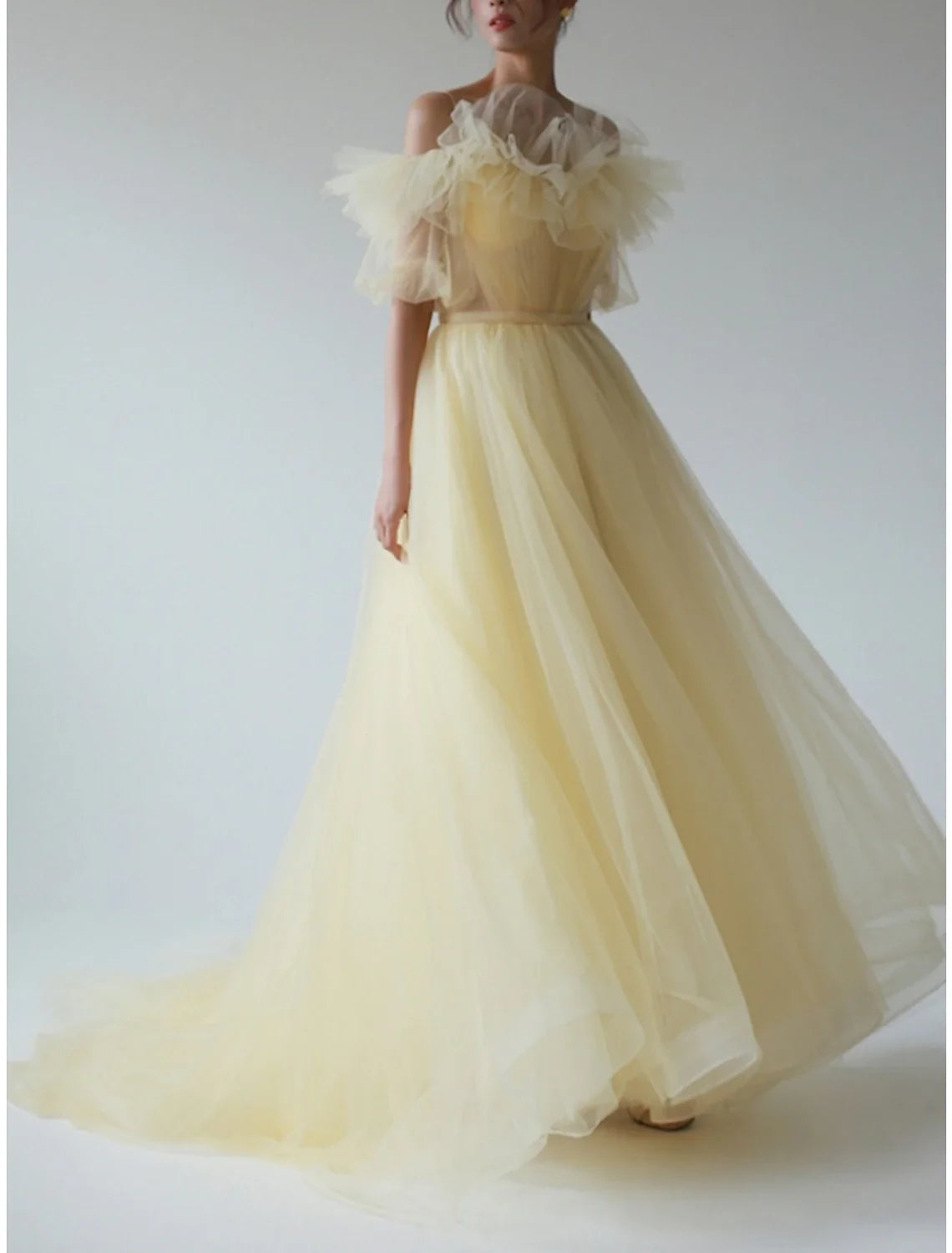 A-Line V-Neck Chiffon Short Sleeve Ruffled Mini Evening Gown - Chloe Dress