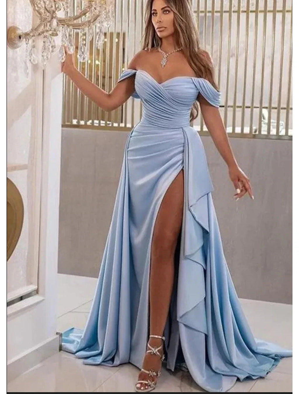 A-Line Sweetheart Satin Sleeveless High Slit Prom Dress - Chloe Dress