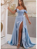 A-Line Sweetheart Satin Sleeveless High Slit Prom Dress - Chloe Dress