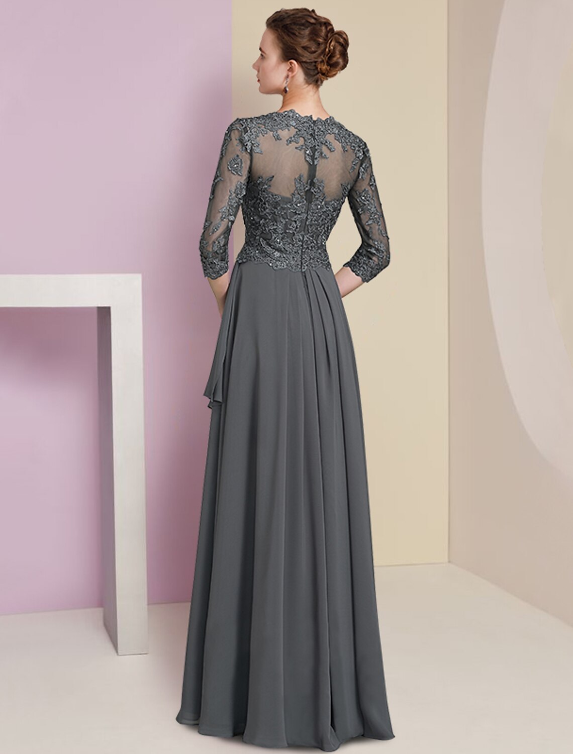 A-Line V-Neck Chiffon Pleated Floor-Length Formal Dress - Chloe Dress