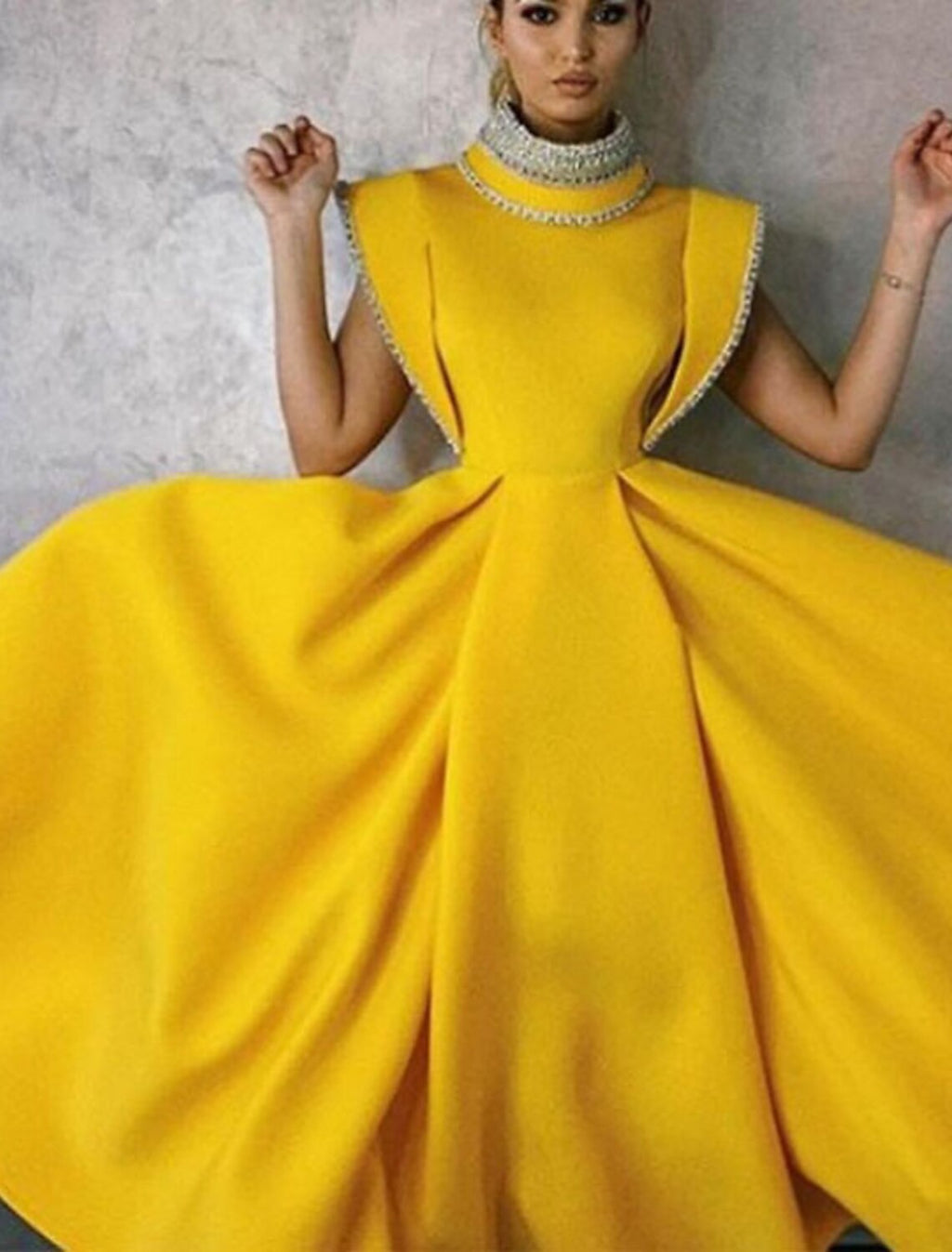 A-Line High Neck Sleeveless Tea-Length Evening Dress - Chloe Dress