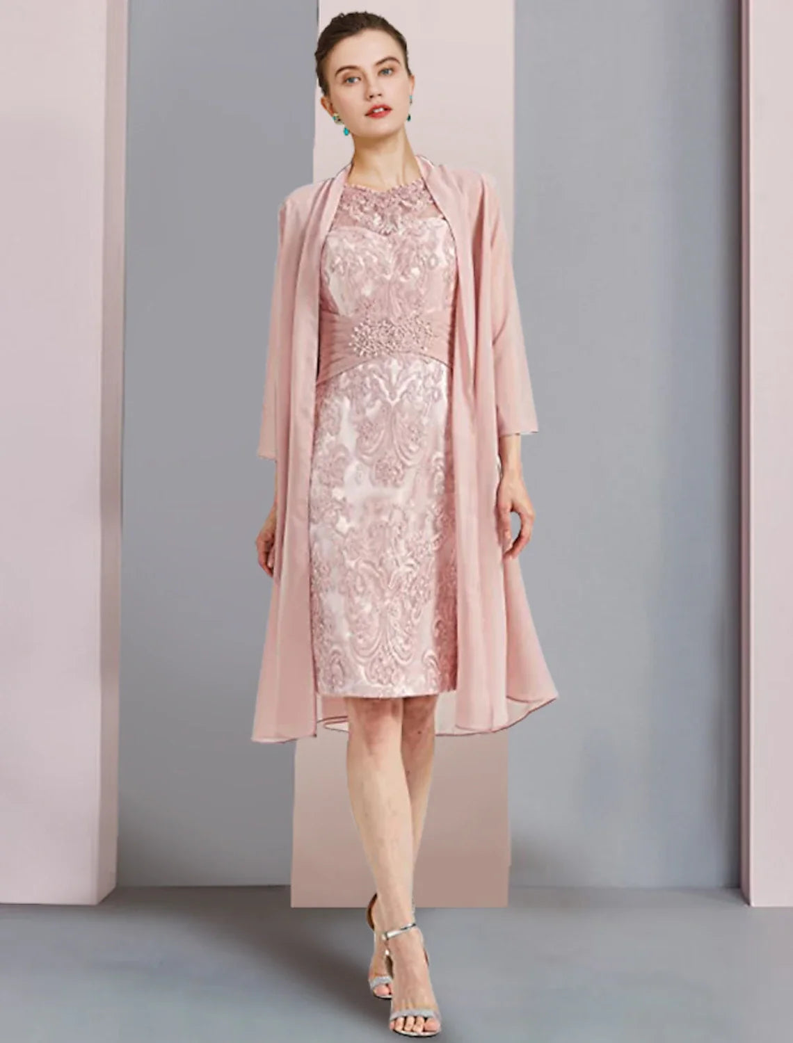 Sheath Chiffon Sleeveless Applique Knee-Length Wedding Dress - Chloe Dress