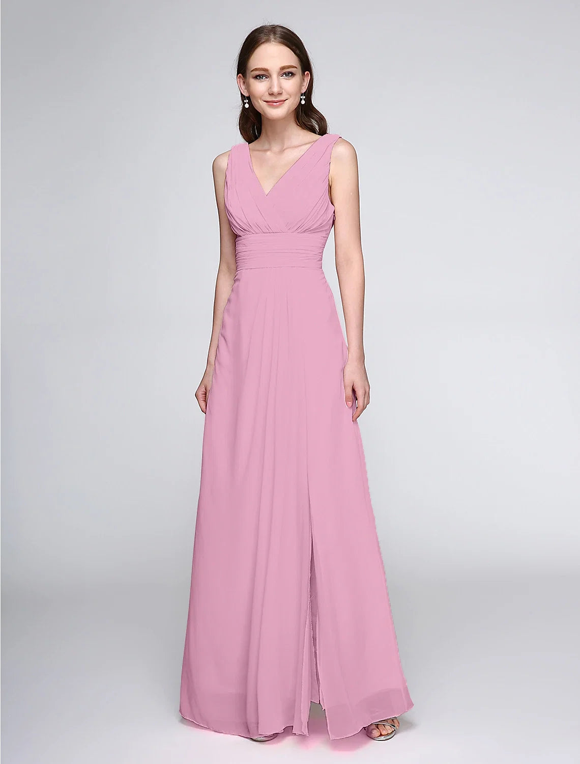 Sheath V-Neck Chiffon Sleeveless Floor-Length Wedding Dress - Chloe Dress