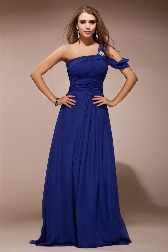 Sheath One-Shoulder Chiffon Sleeveless Ruffled Dress - Chloe Dress