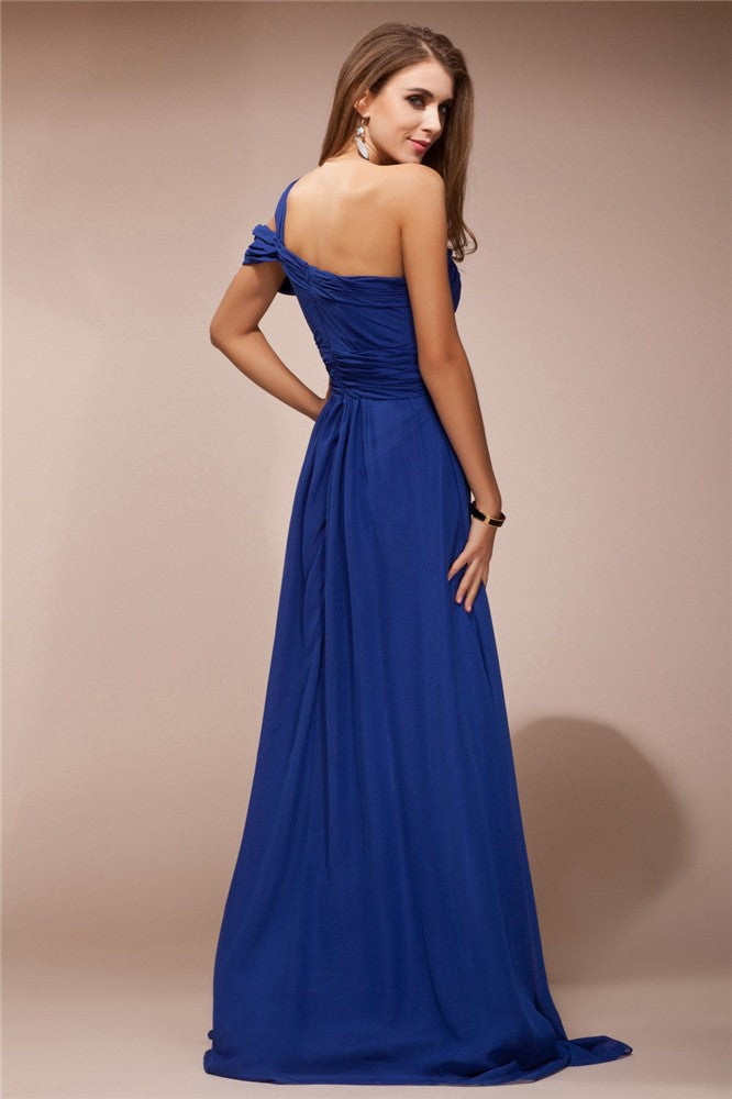 Sheath One-Shoulder Chiffon Sleeveless Ruffled Dress - Chloe Dress