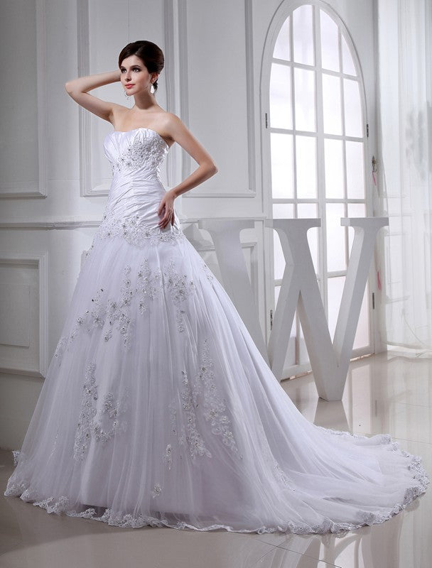A-Line Strapless Tulle Long Sleeve Wedding Dress - Chloe Dress