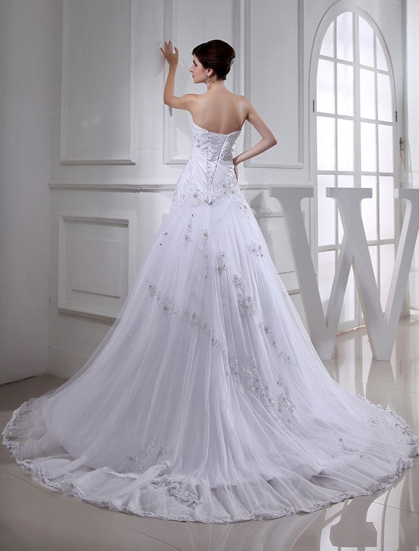A-Line Strapless Tulle Long Sleeve Wedding Dress - Chloe Dress