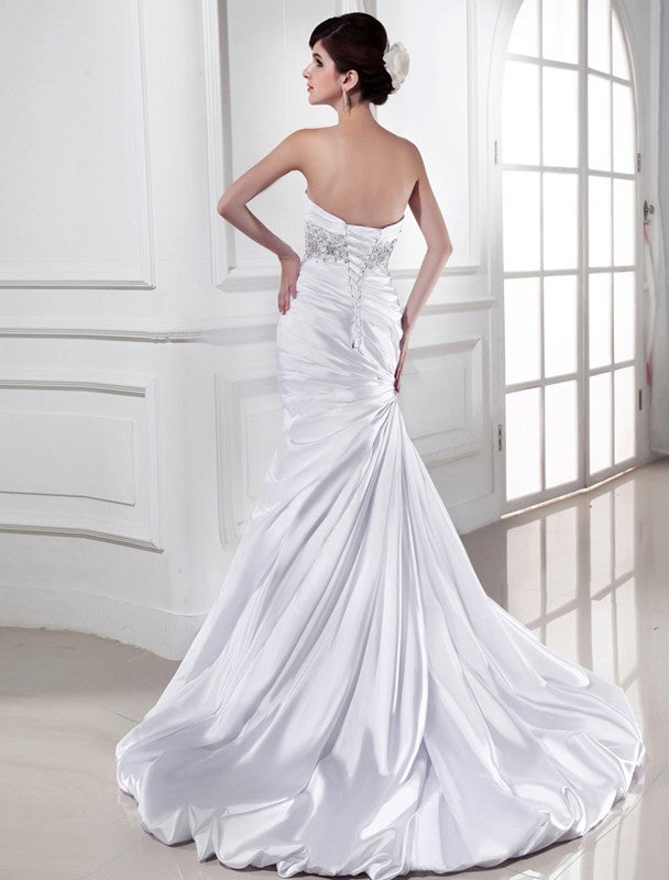 Mermaid Sweetheart Satin Sleeveless Wedding Dress - Chloe Dress