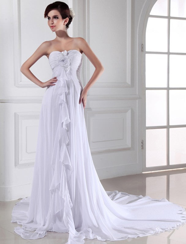 Sheath Sweetheart Chiffon Sleeveless Wedding Dress - Chloe Dress