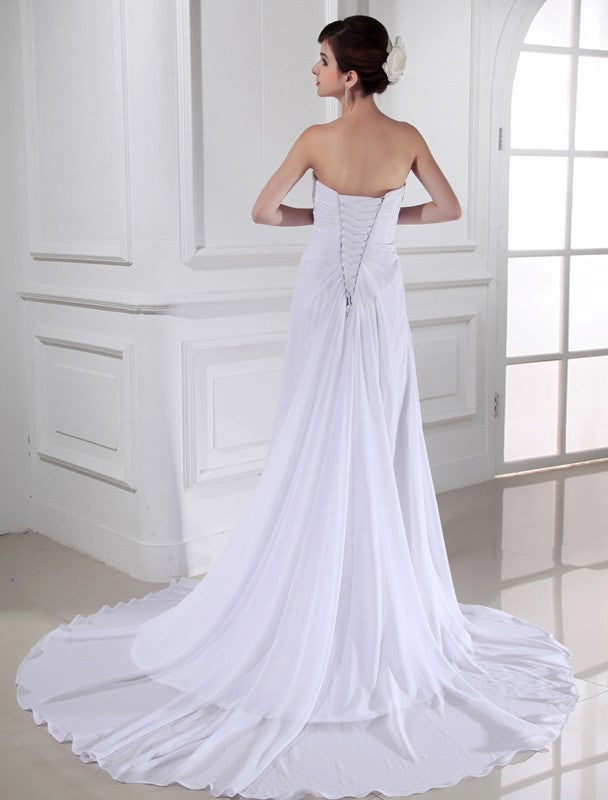 Sheath Sweetheart Chiffon Sleeveless Wedding Dress - Chloe Dress