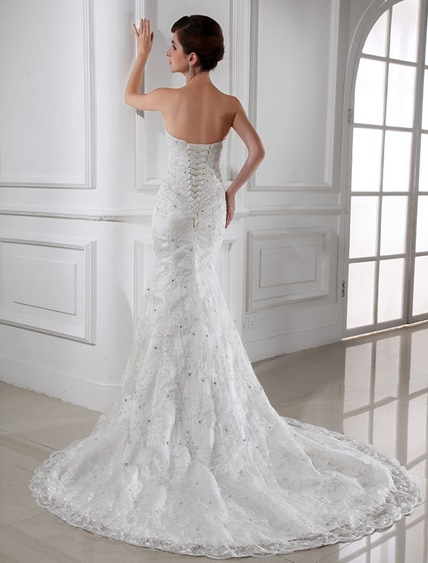 Mermaid Strapless Satin Sleeveless Wedding Dress - Chloe Dress