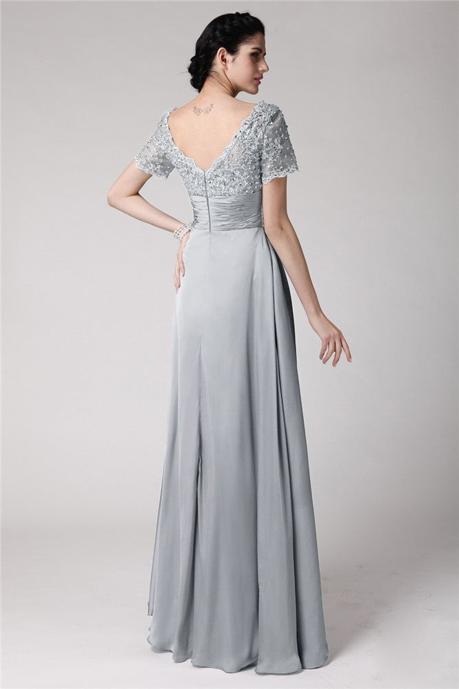 Sheath Square Neck Satin Applique Dress - Chloe Dress