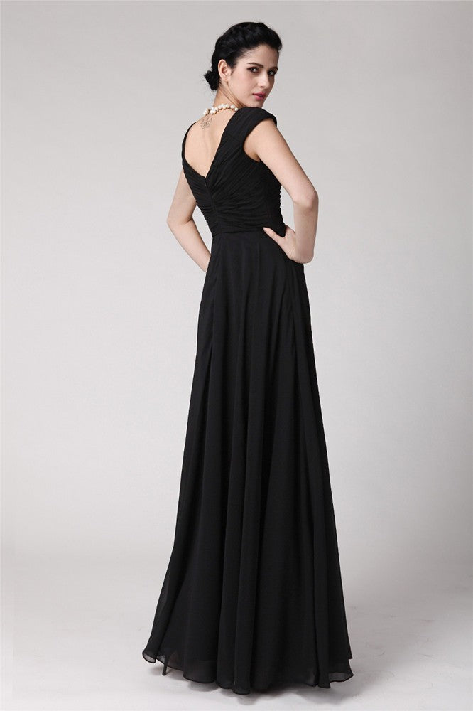 Sheath V-Neck Chiffon Sleeveless Pleated Dress - Chloe Dress