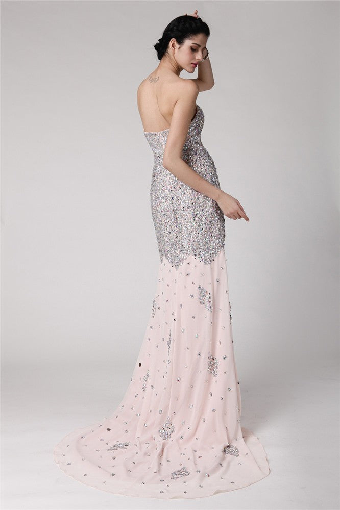 Mermaid Sweetheart Chiffon Sleeveless Rhinestone Dress - Chloe Dress
