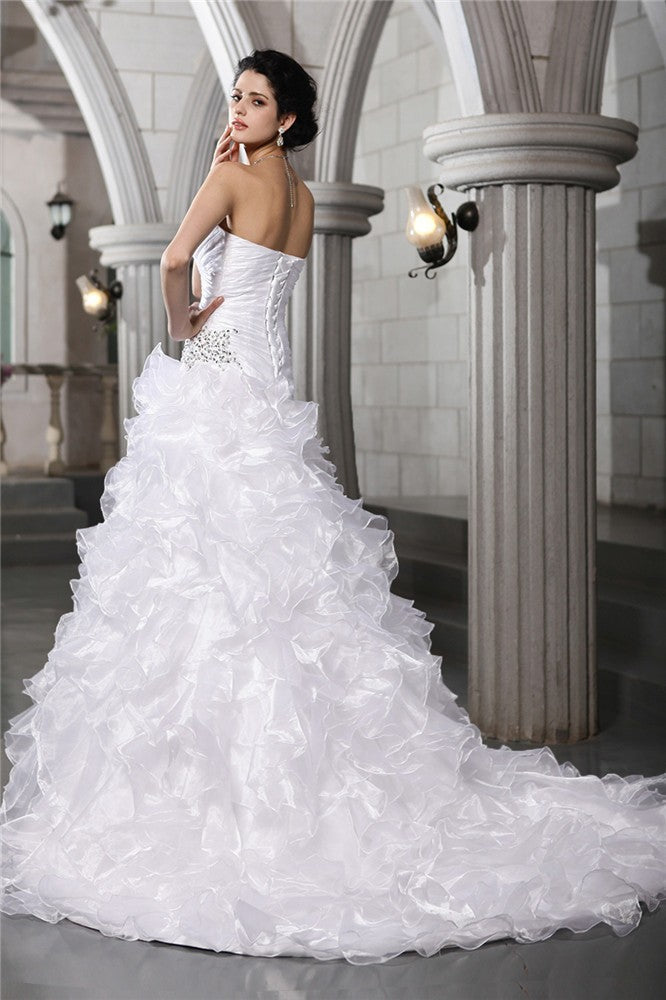 A-Line Sweetheart Organza Sleeveless Pleated Wedding Dress - Chloe Dress