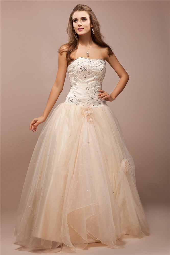 Ball Gown Strapless Satin Sleeveless Gown - Chloe Dress