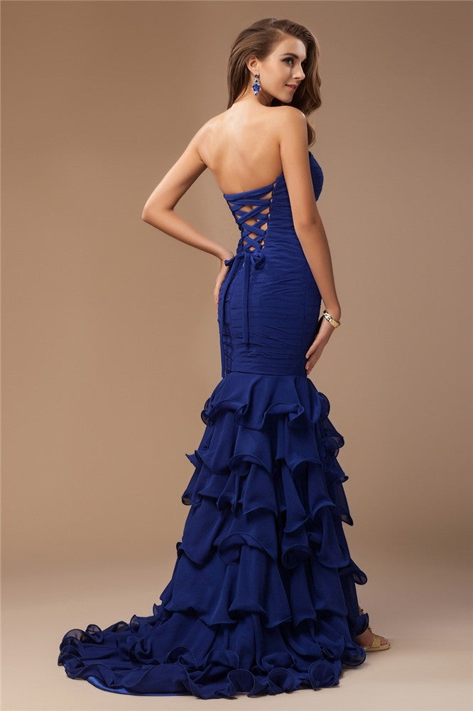 Mermaid Sweetheart Chiffon Sleeveless Ruffled Dress - Chloe Dress