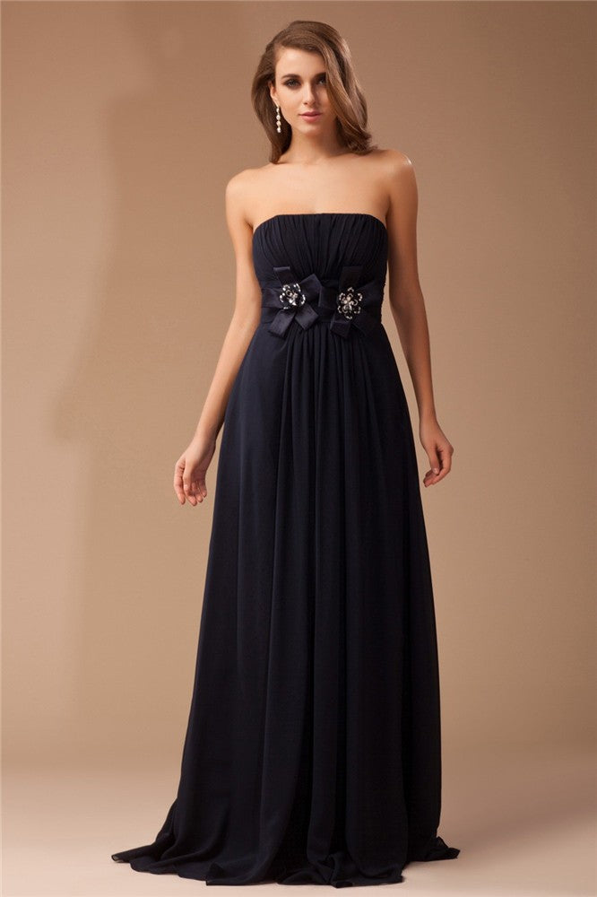 Sheath Strapless Satin Sleeveless Ruffled Dress - Chloe Dress