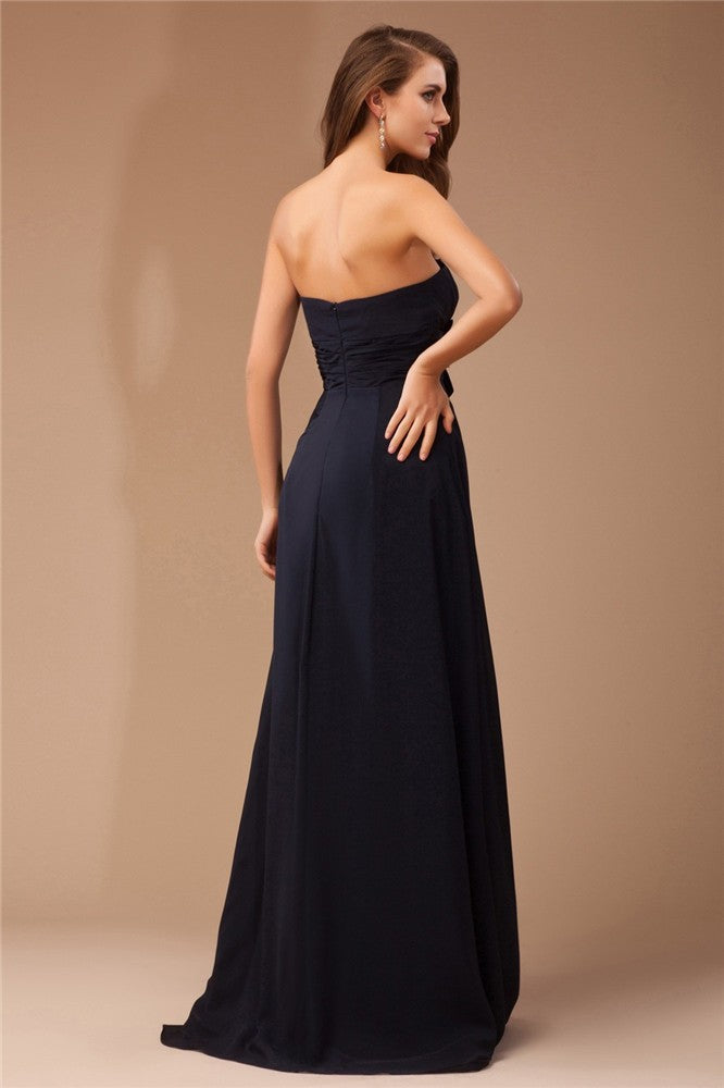 Sheath Strapless Satin Sleeveless Ruffled Dress - Chloe Dress
