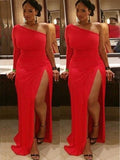 Sheath One-Shoulder Long Sleeve Train Dress - Chloe Dress