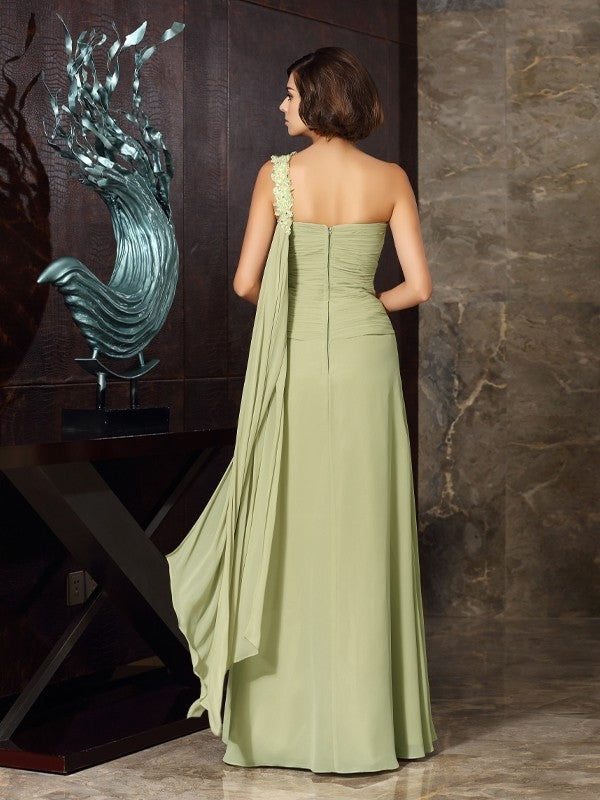A-Line One-Shoulder Chiffon Sleeveless Applique Dress - Chloe Dress