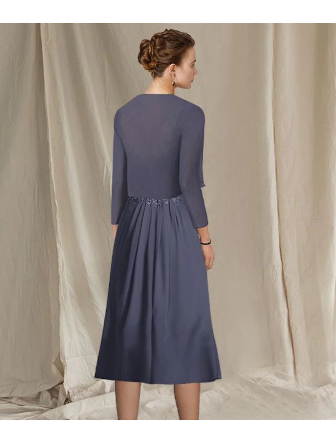 A-Line V-Neck Chiffon Short Sleeve Wrap Mini Dress - Chloe Dress