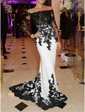 Mermaid Off-Shoulder Long Sleeve Train Evening Gown - Chloe Dress