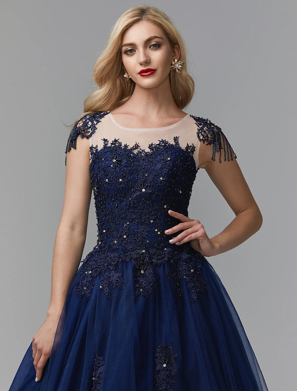 Ball Gown Off-Shoulder Satin Long Sleeve Train Prom Gown - Chloe Dress
