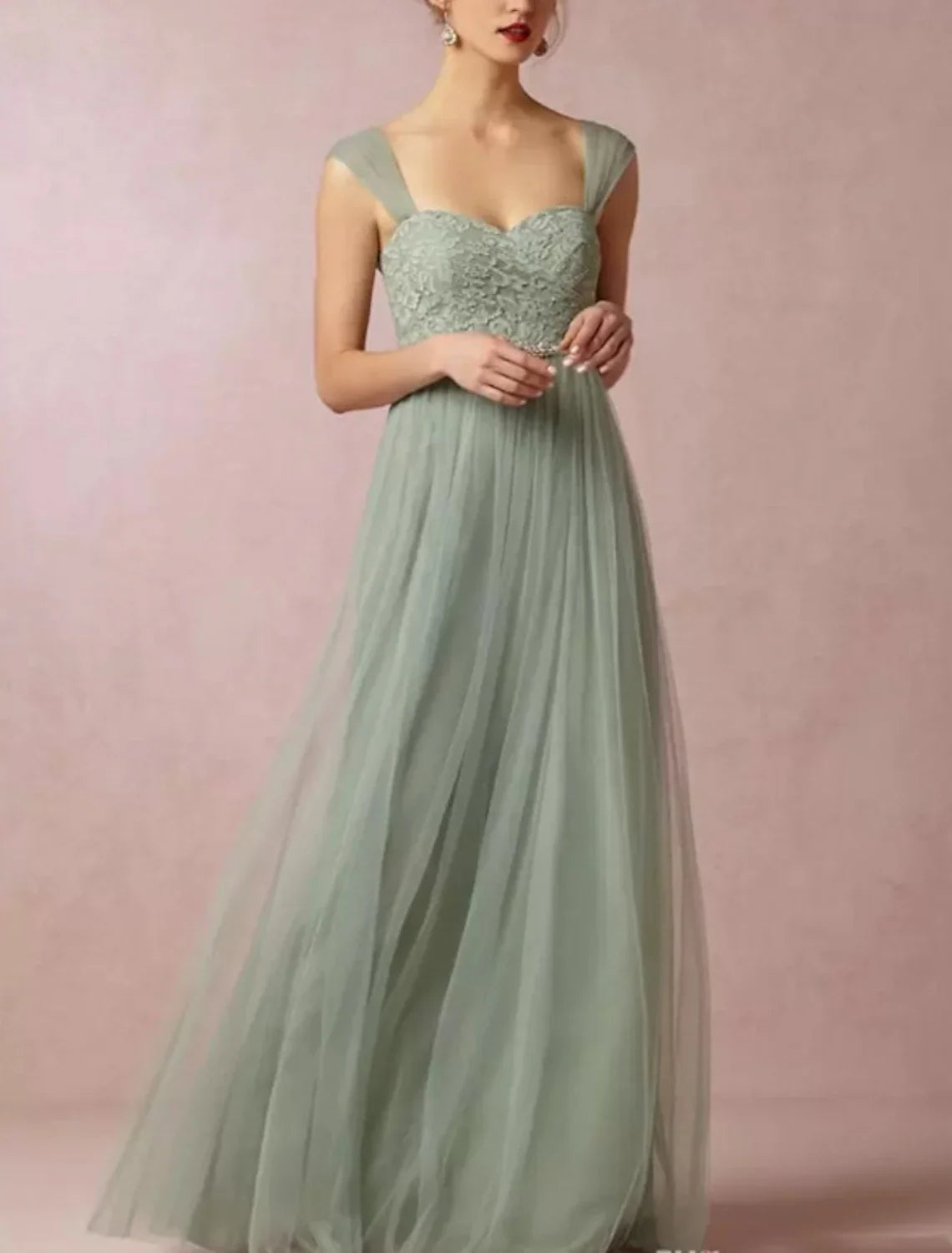 A-Line Sweetheart Lace Sleeveless Floor-Length Evening Gown - Chloe Dress